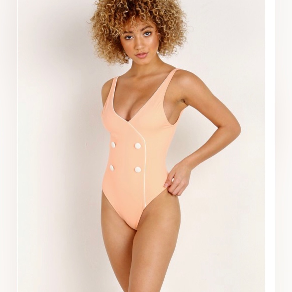 Solid and Striped Juliette peach one piece